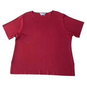 Misook Women Red Short Sleeve Knit Basic Blouse Top Size 2X Career Wear Business